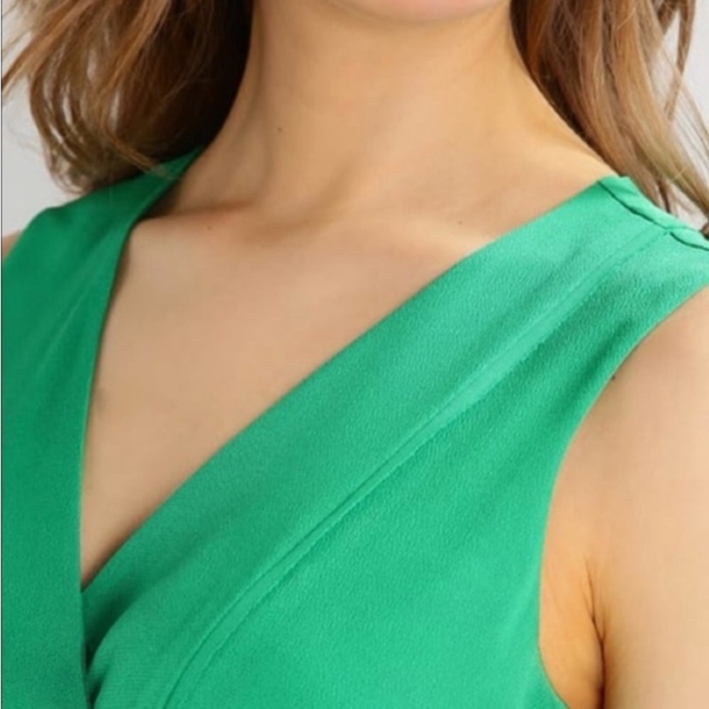 Banana Republic Kelly Green Vneck Midi Wrap Dress Tie Belt Medium Sleeveless NWT - Picture 11 of 17
